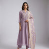 A-line Kurti with straight pants Suit - Dusty Mauve
