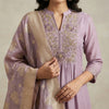 A-line Kurti with straight pants Suit - Dusty Mauve