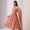 A-line Kurti with straight pants Suit - Dusty Rose
