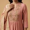 A-line Kurti with straight pants Suit - Dusty Rose