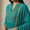 A-line Kurti with straight pants Suit - Teal Green