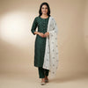 A-line with straight pants Suit - Forest Green