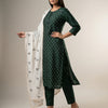 A-line with straight pants Suit - Forest Green
